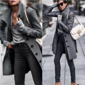 Burberry London Gray Wool & Cashmere Belted Trench Dress Coat